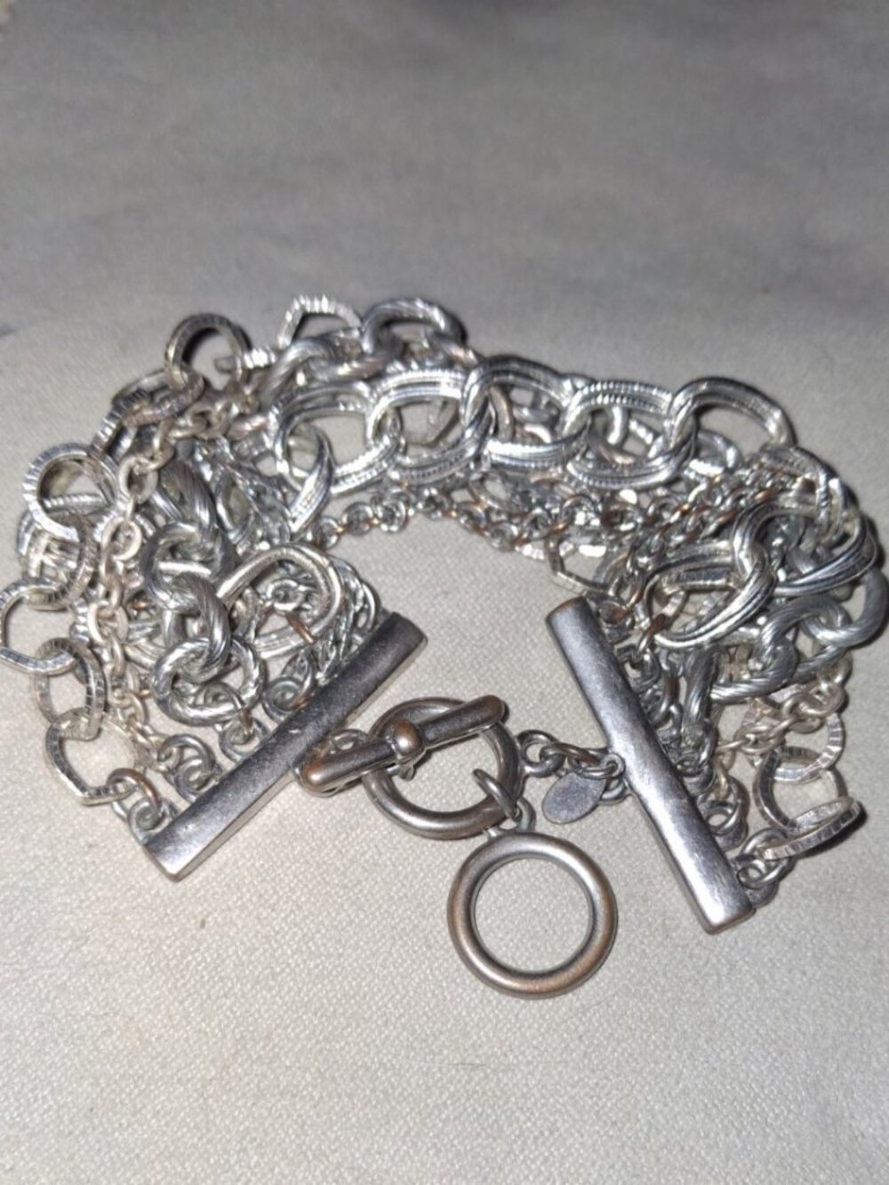 Silvertone Premier Designs Chain Toggle Bracelet 6-Strand Adjustable